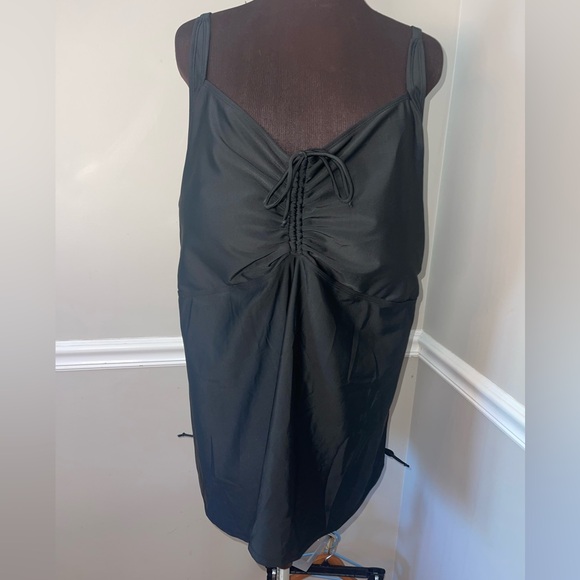 Hanna Nikole Womens Plus Size Swim Top Dress Sz 28W Black‎ - Picture 1 of 6